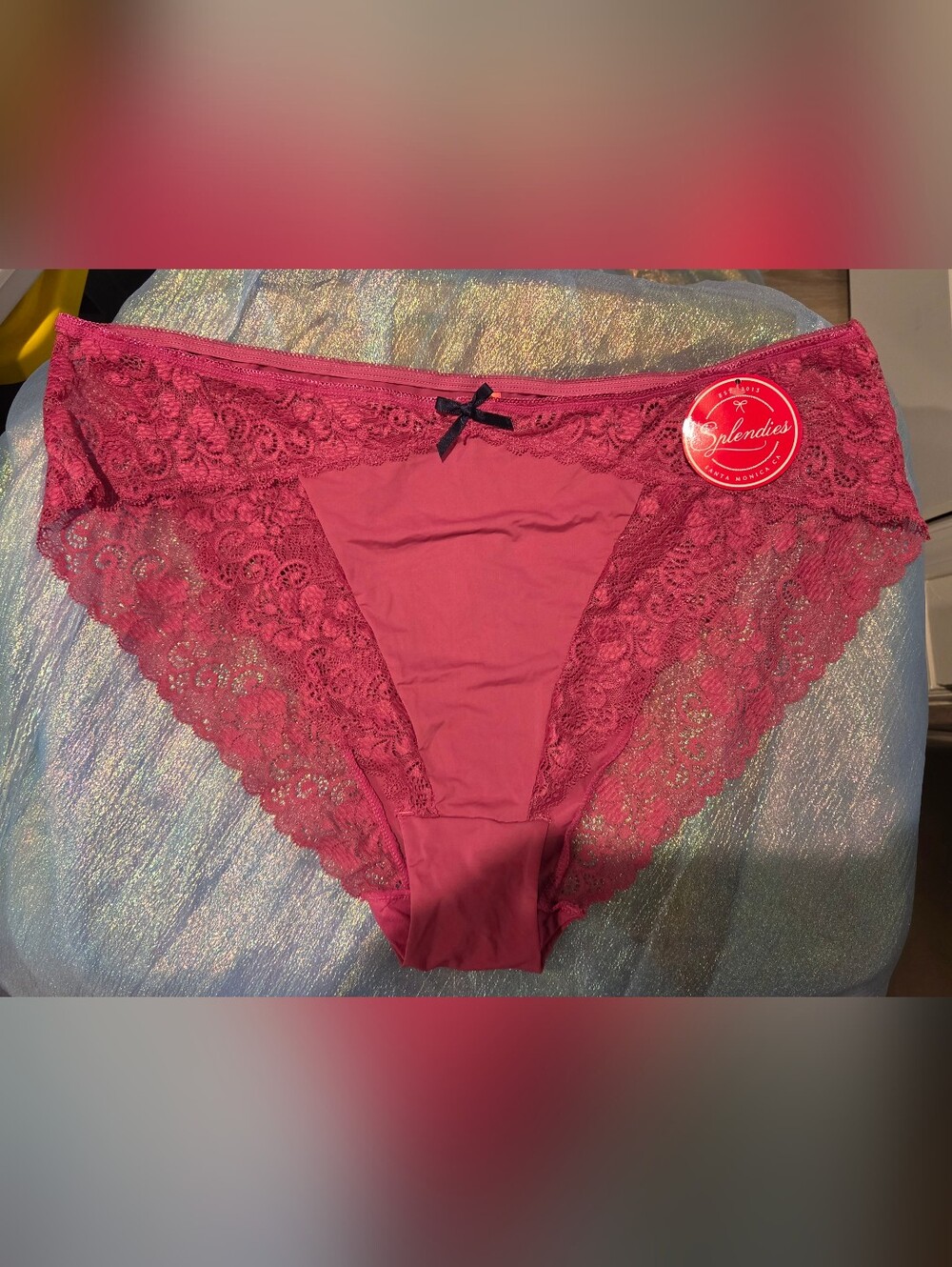 NWT 4X Women's Lace Trim Bikini Panty in Berry Pink